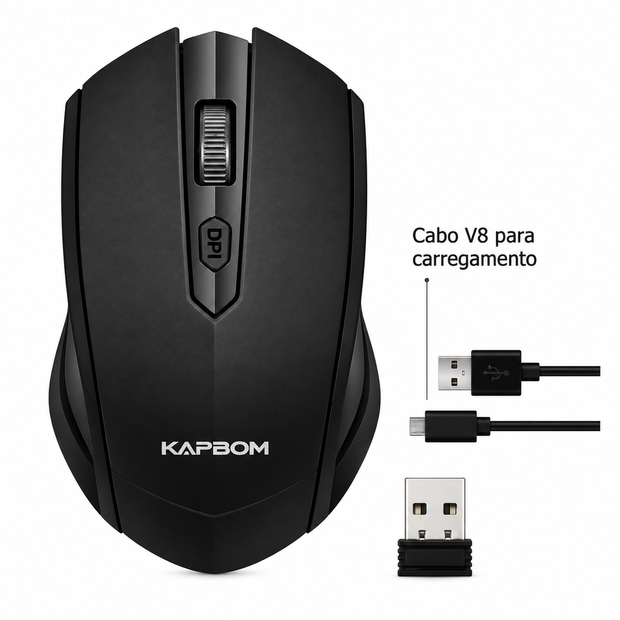 Mouse Sem Fio Gamer KAPBOM KA-612 Óptico Recarregável Preto Bluetooth