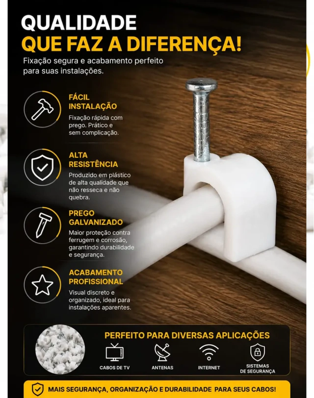 Fixa fio em aço 6mm pacote com 100 unidades