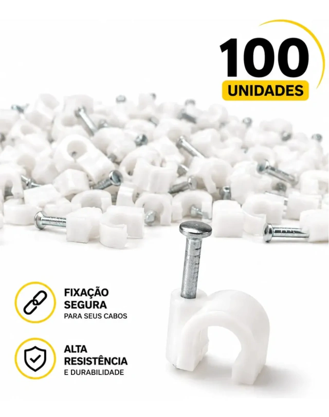 Fixa fio em aço 6mm pacote com 100 unidades
