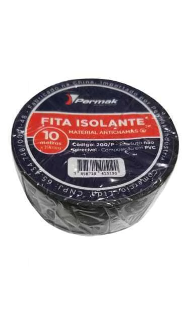 Fita Isolante Antichama rolo 10 Metros Fita Preta ROMAZI