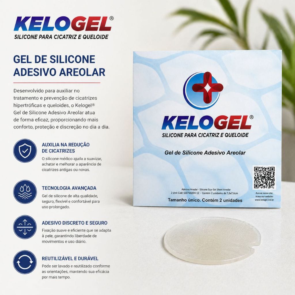 Placa Em Gel Adesivo Areolar 7.6x7.6cm 2un Kelogel