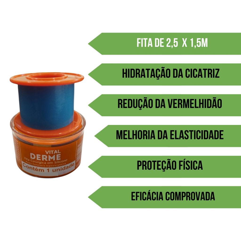 Fita De Silicone Cirúrgica 2,5cm X 5 Mts Indolor Vitalderme