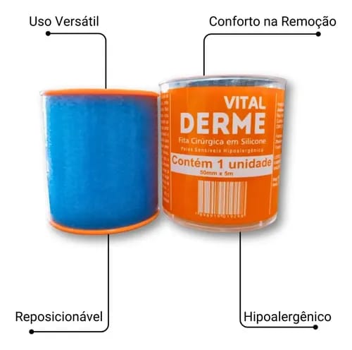 Fita De Silicone Cirúrgica Adesiva 5cm X 5m Vitalderme