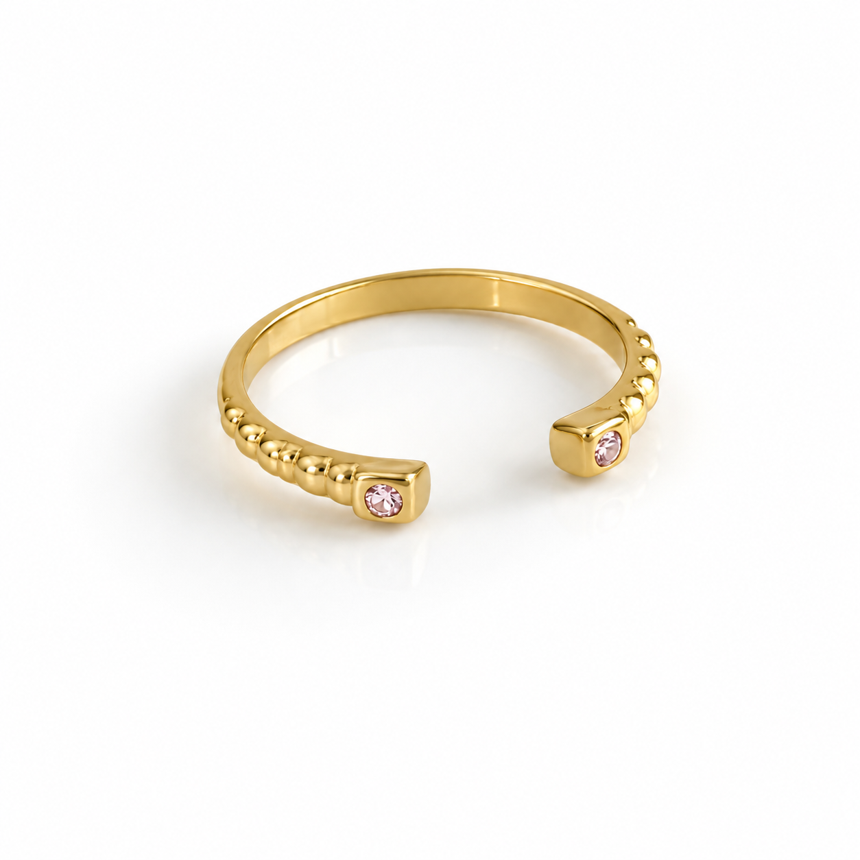 Anel ajustável Folheado Ouro com Zircônia