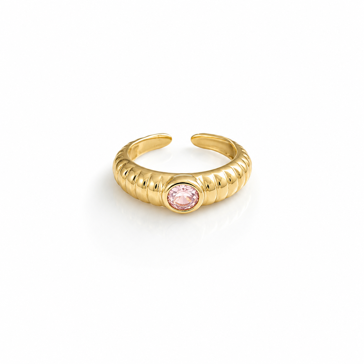 Anel ajustável com pedra rosa Lumend