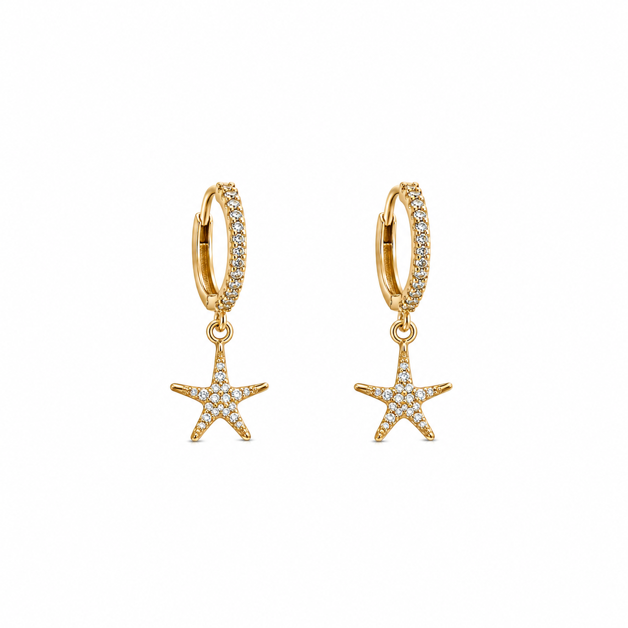 Argolinha Estrela Cravejada Folheada a Ouro