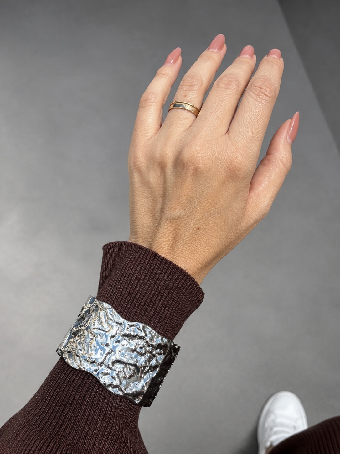 Bracelete Prateado Texturizado Lumend Semijoias