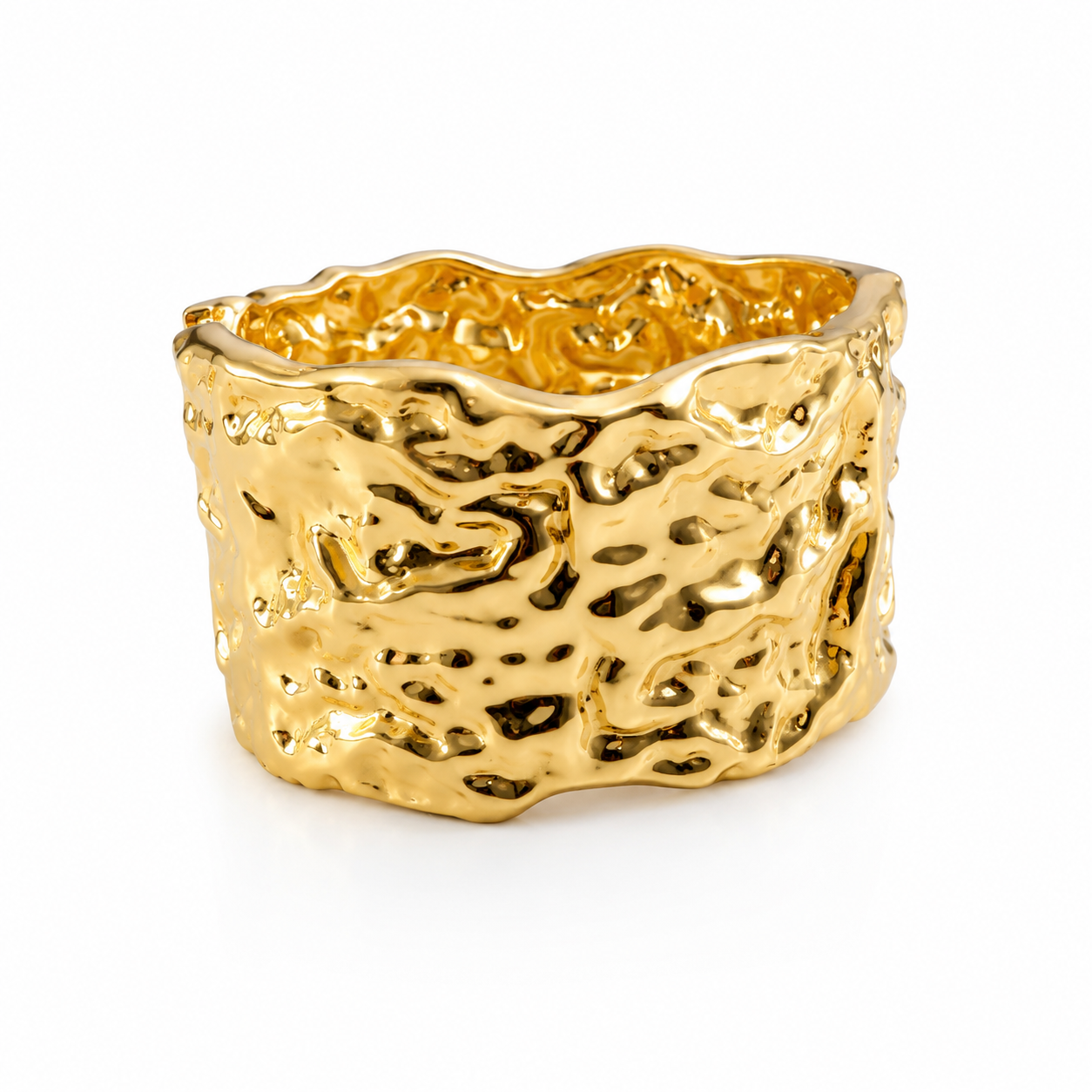 Bracelete Grosso Dourado Texturizado