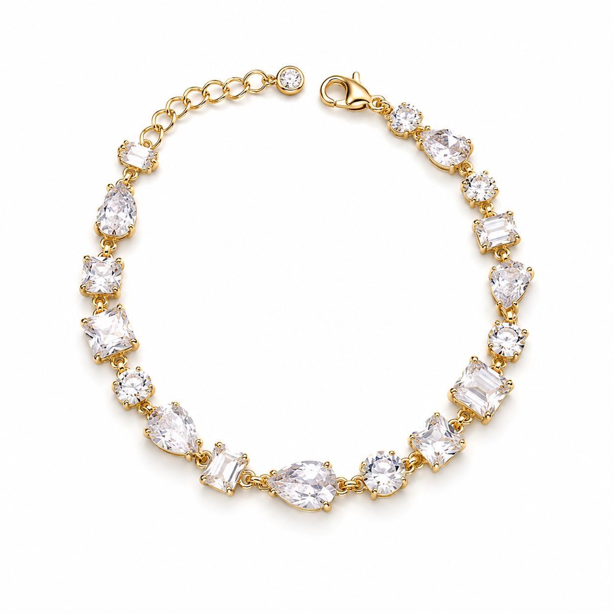 Pulseira Folheada a Ouro com Pedras Brilhantes