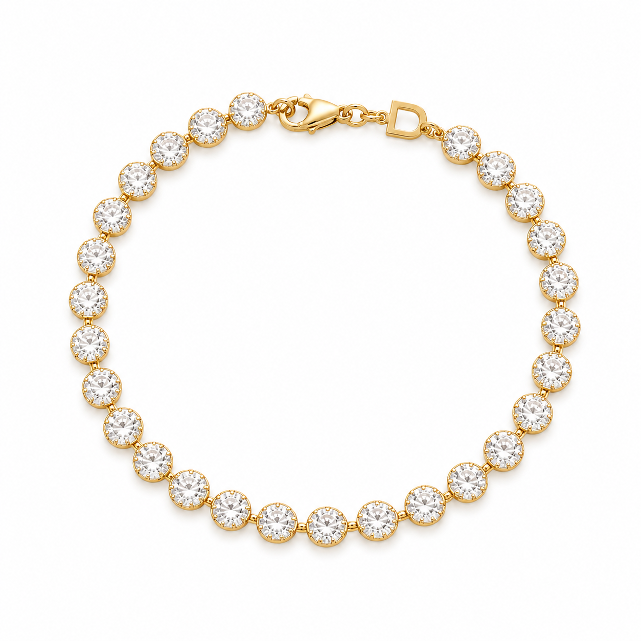 Pulseira Folheada a Ouro com Zircônia