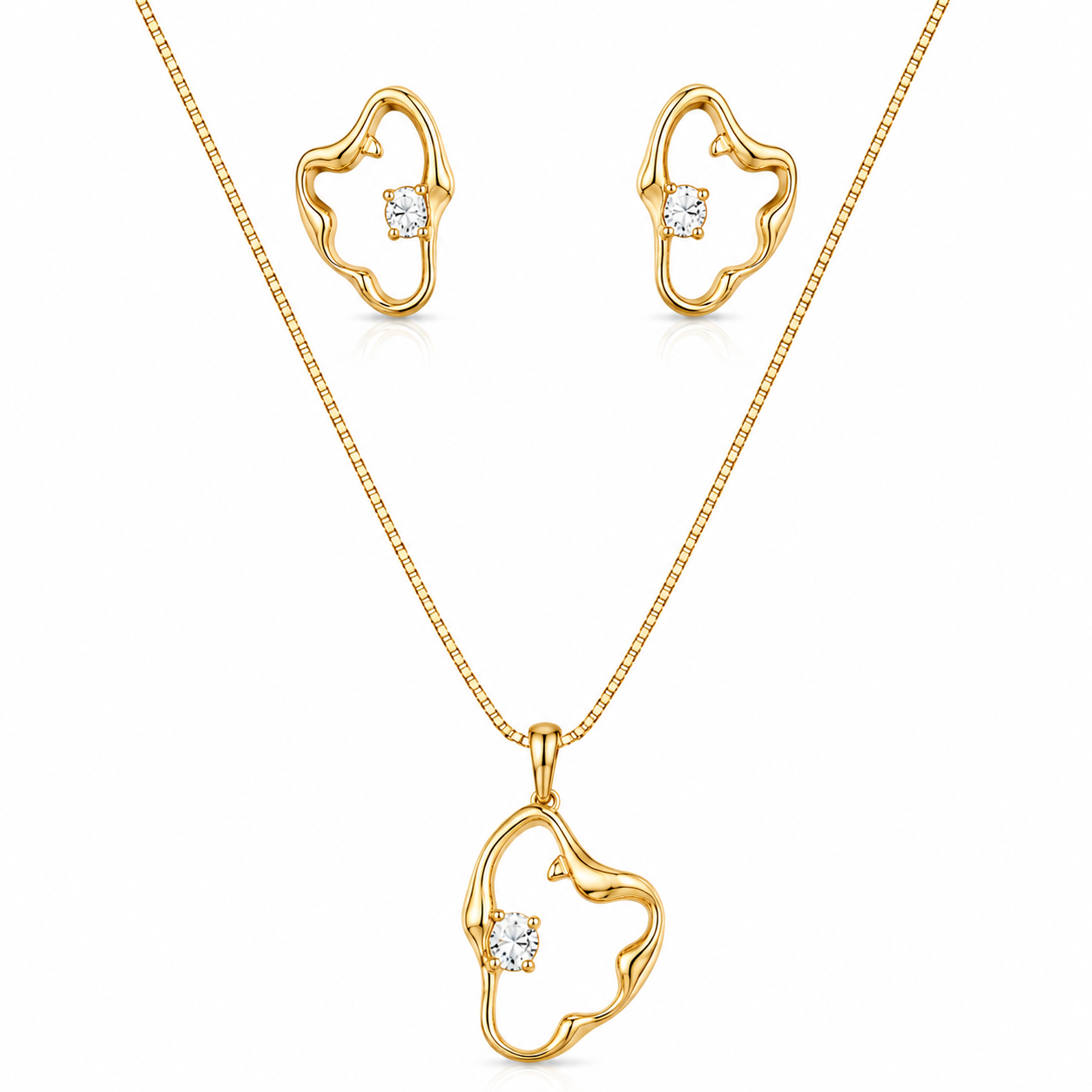 Conjunto orgânico folheado a ouro