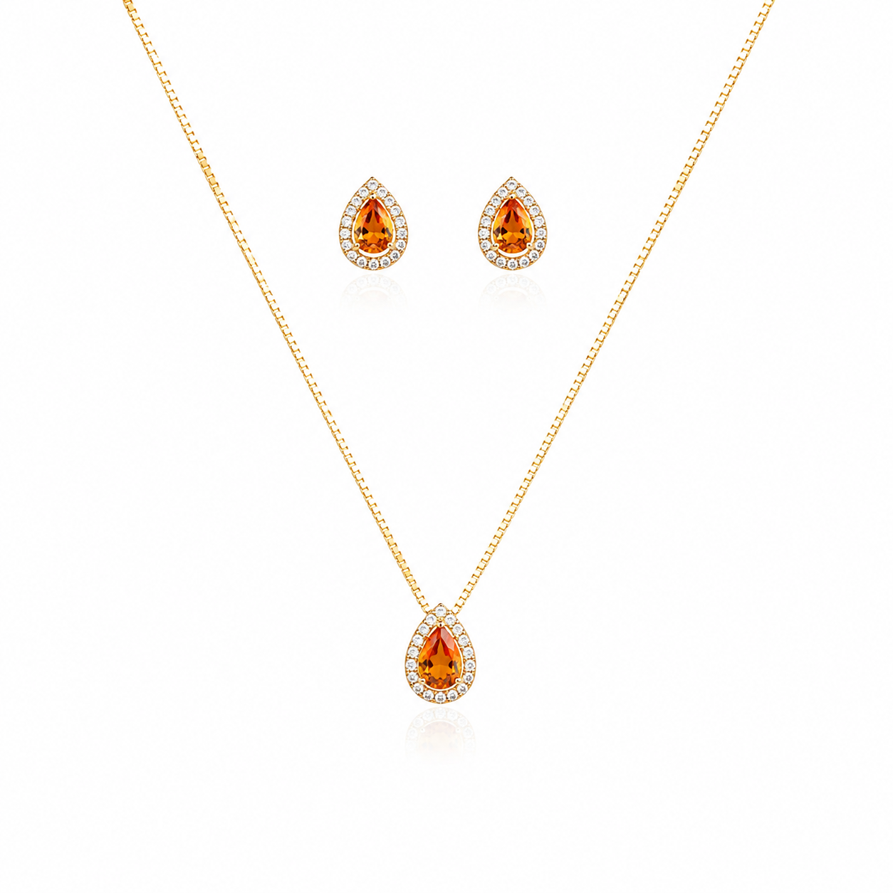 Conjunto Gota Aperol Folheado a Ouro