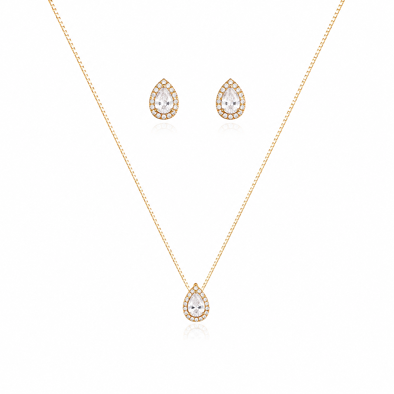 Conjunto gota folheado a ouro
