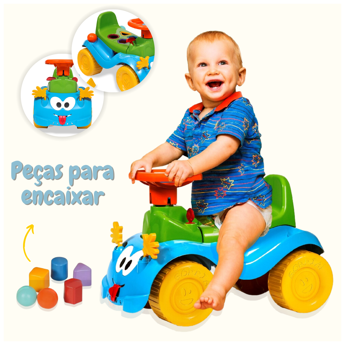 Totokinha Andador Bolinha Menino Carrinho Infantil Didático