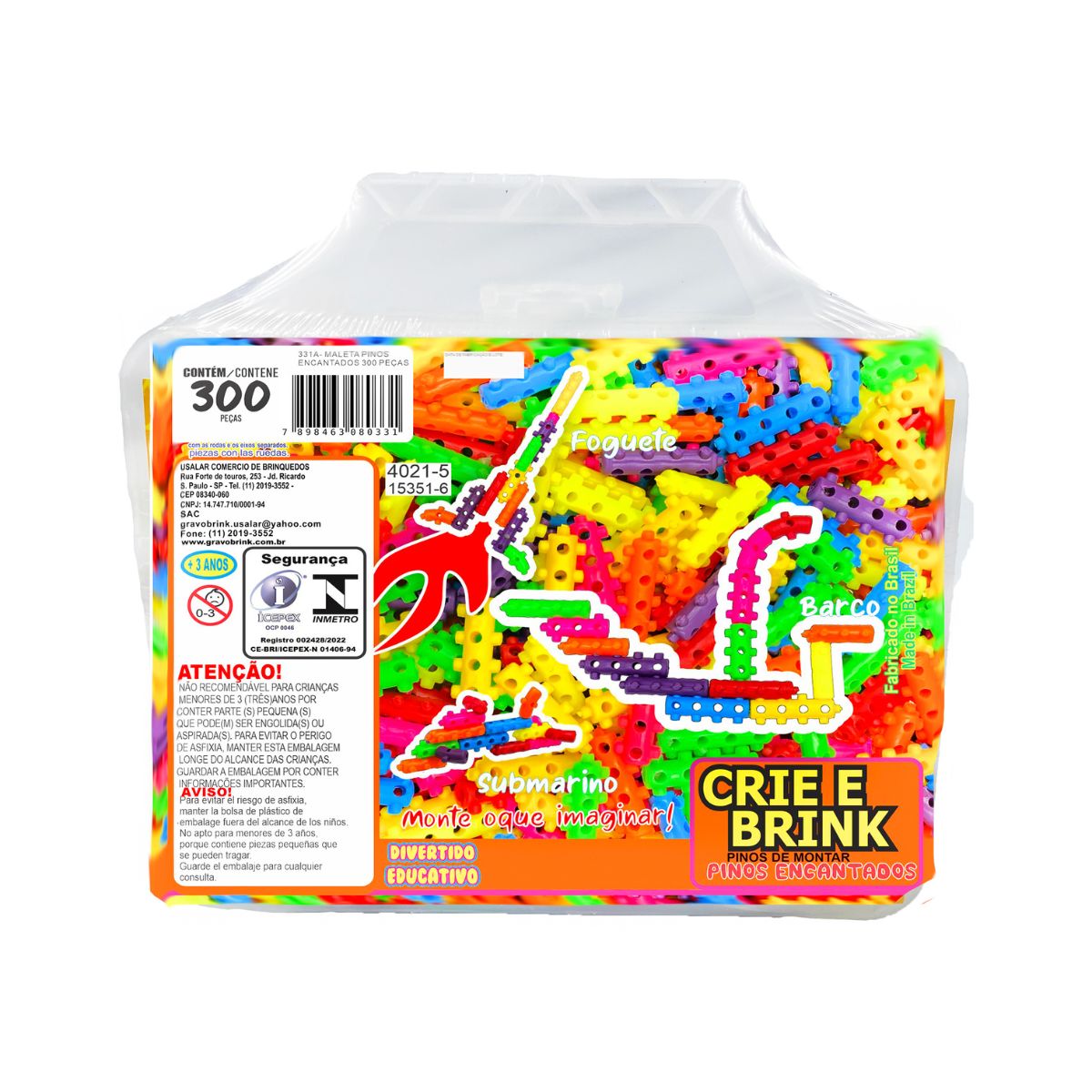 Brinquedo Blocos de Montar PINOS ENCANTADOS - Maleta 300 PÇ