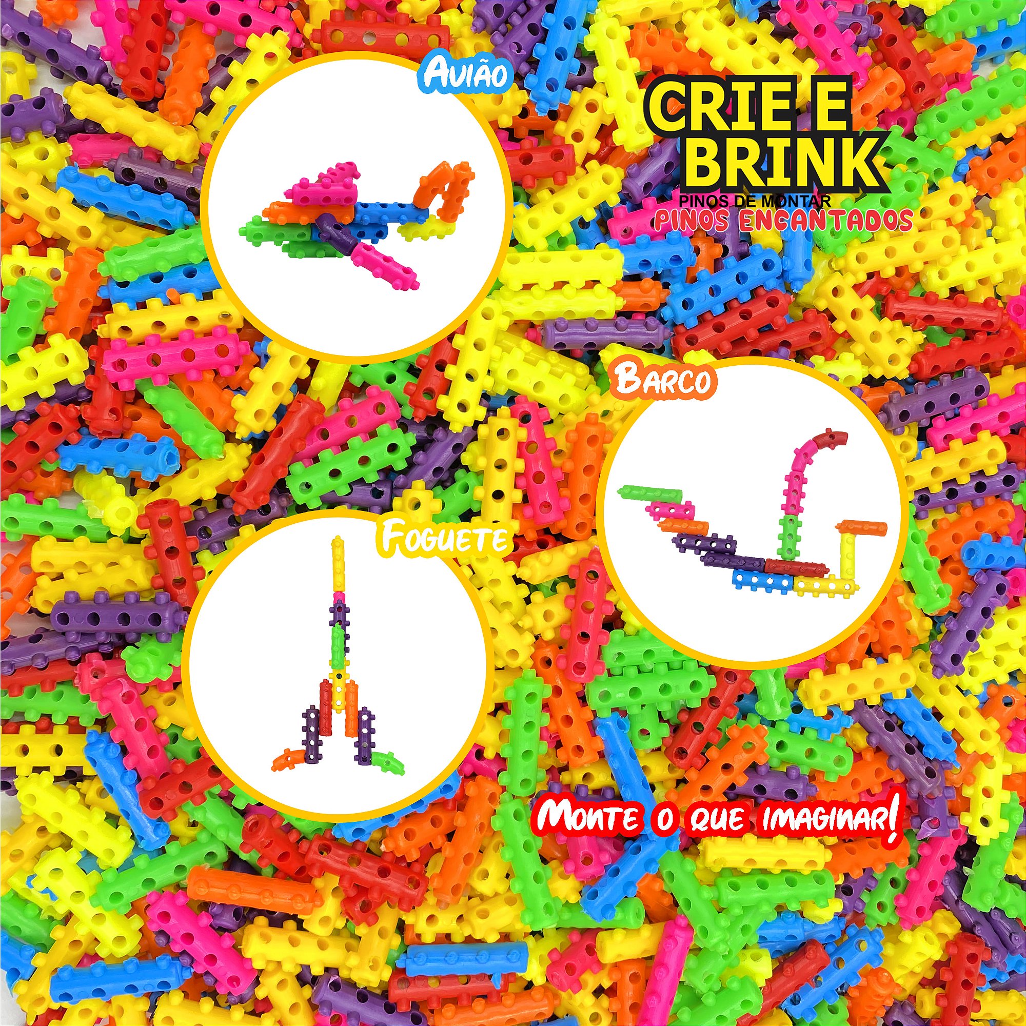 Brinquedo Blocos de Montar PINOS ENCANTADOS - Maleta 300 PÇ