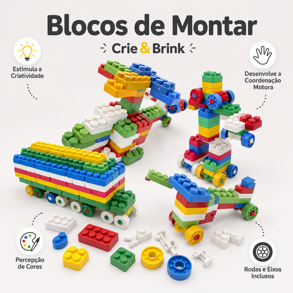Blocos Montar 1008 Pçs Infantil Brinquedo Educativo Encaixe