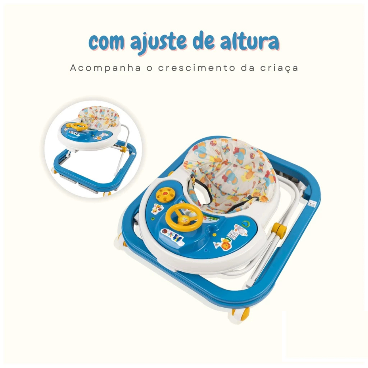 Andador Bebê Infantil Musical Sonoro Azul Primeiros Passos