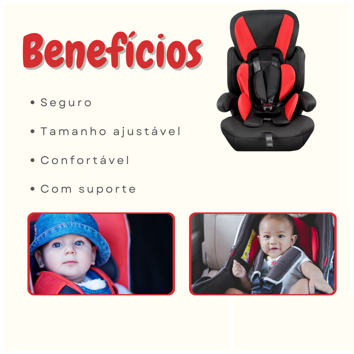 Cadeirinha Infantil Bebe Carro de 09 a 36kg PtoVer Segurança