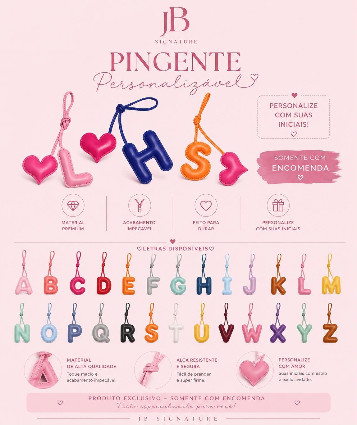 Pingente Personalizável com Letras Exclusivas