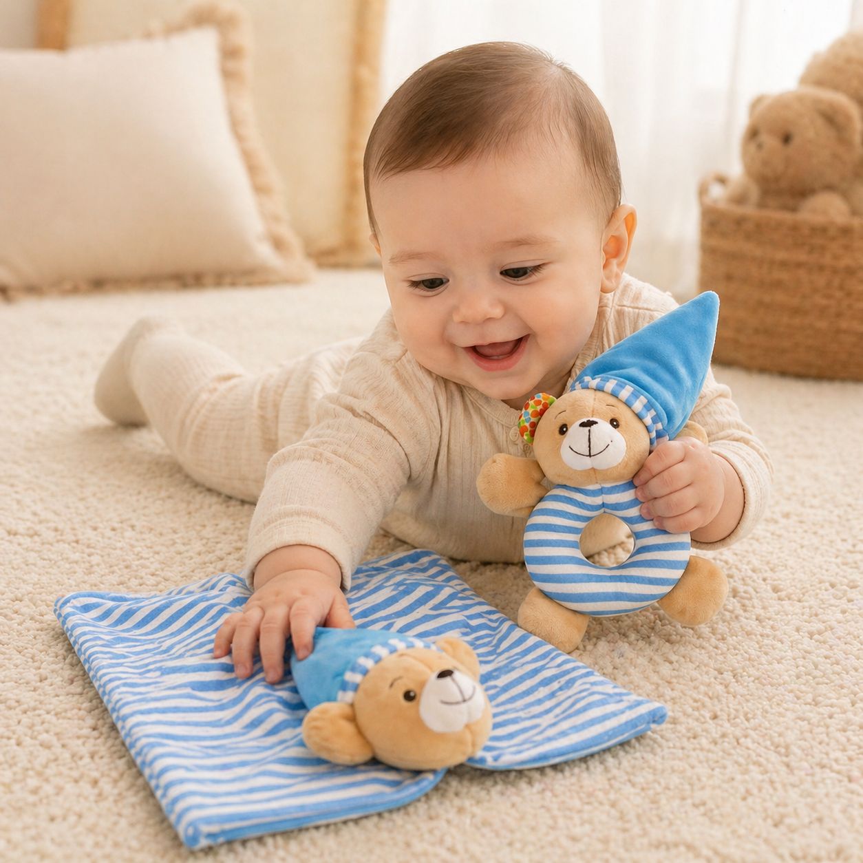 Naninha Pelúcia Para Bebê Com Chocalho Urso Love