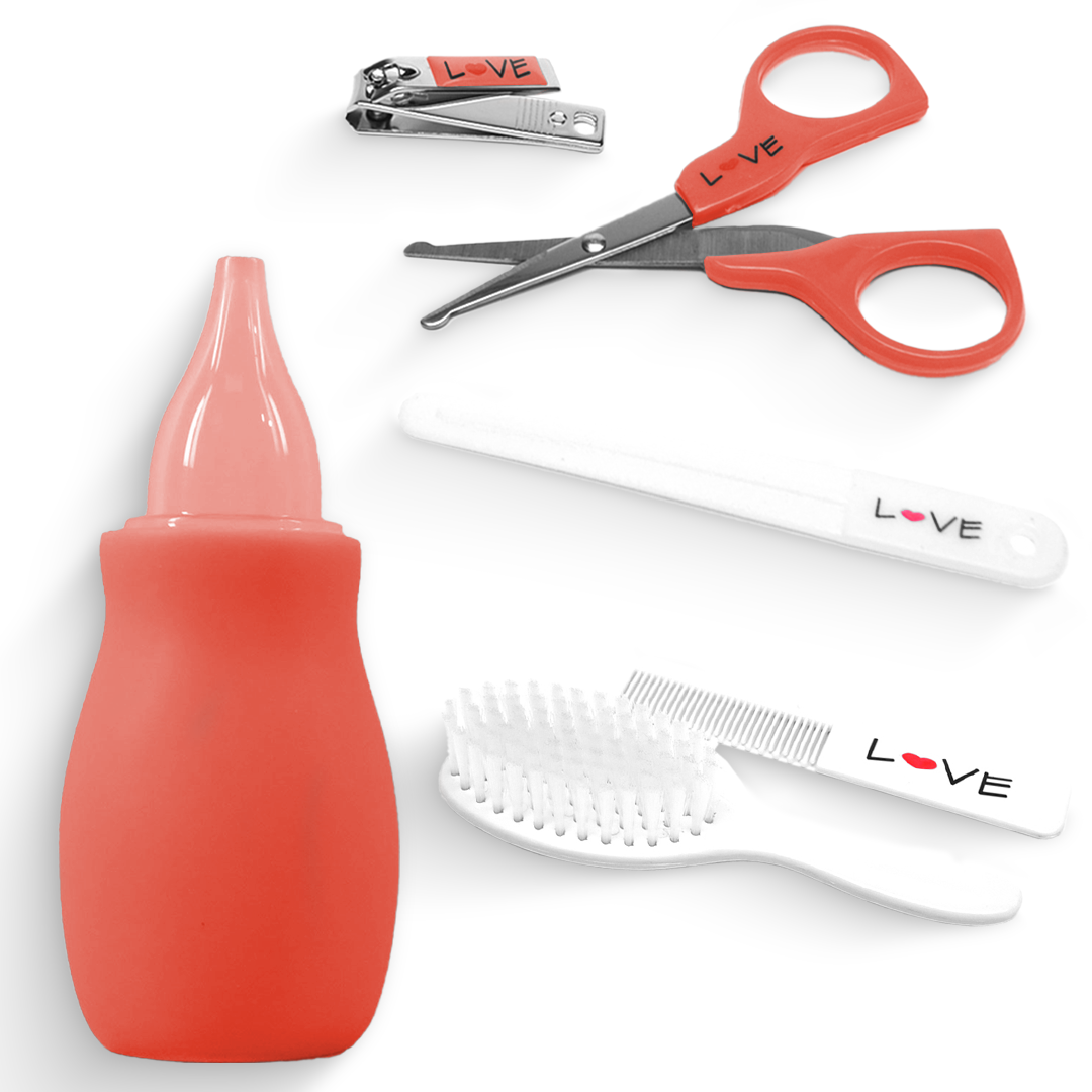 Kit Baby Tesoura, Cortador Unha, Pente, Aspirador Nasal Love