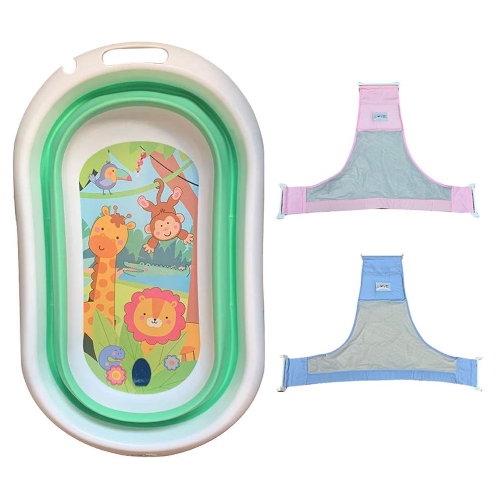 Kit Banheira De Bebê Dobravel Animais + Rede Proteção Love