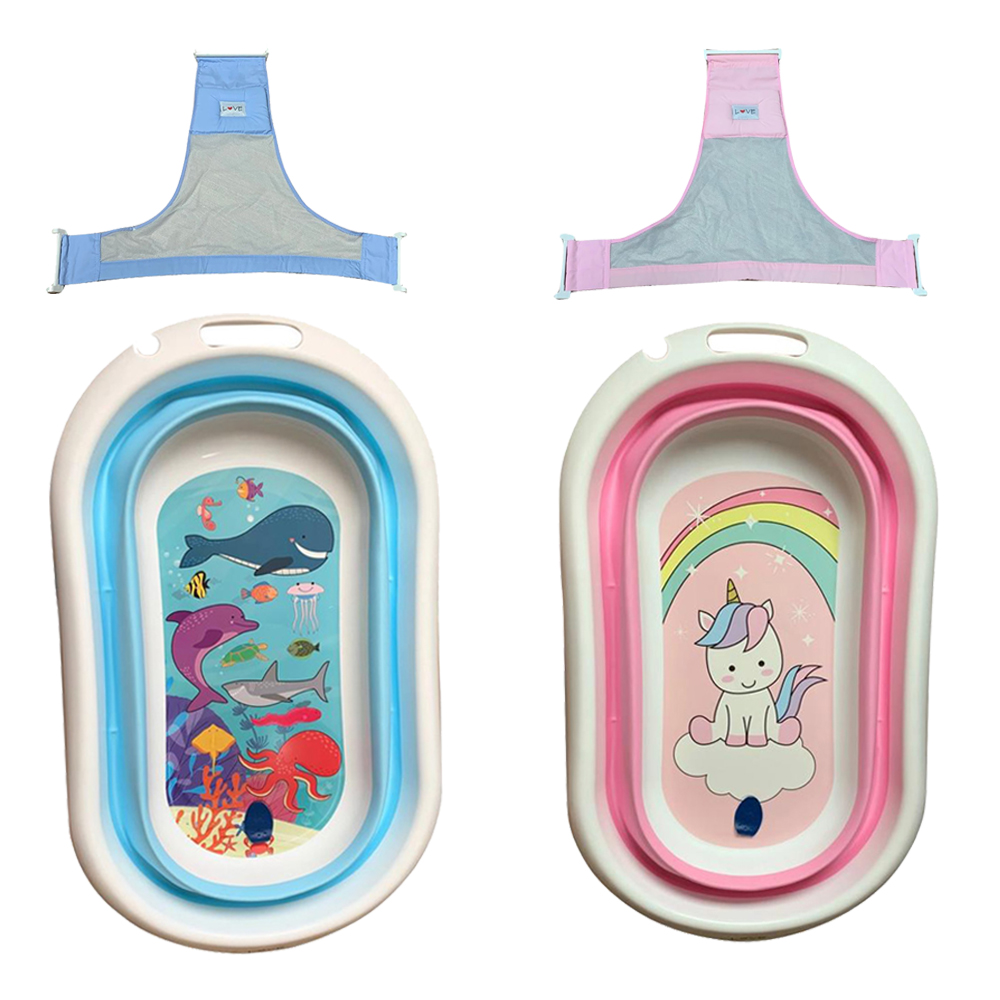 Kit Banheira De Bebê Retratil Dobravel + Rede Proteção Love
