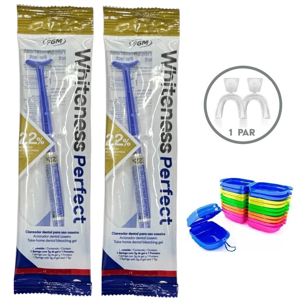2 Clareador Whiteness Perfect 22% + 1 Par de Moldeira