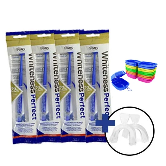 4 Clareador Whiteness Perfect 22% + 1 Par de Moldeira