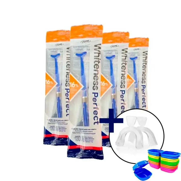 4 Clareador Whiteness Perfect 16% + 1 Par de Moldeira