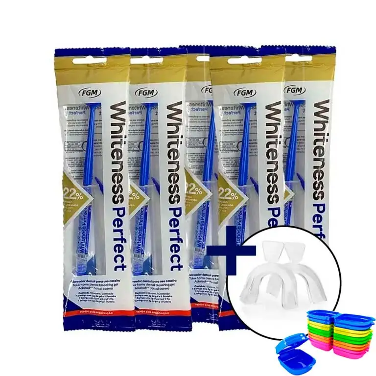 5 Clareador Whiteness Perfect 22% + 1 Par de Moldeira