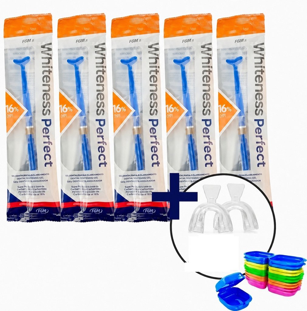 5 Clareador Whiteness Perfect 16% + 1 Par de Moldeira