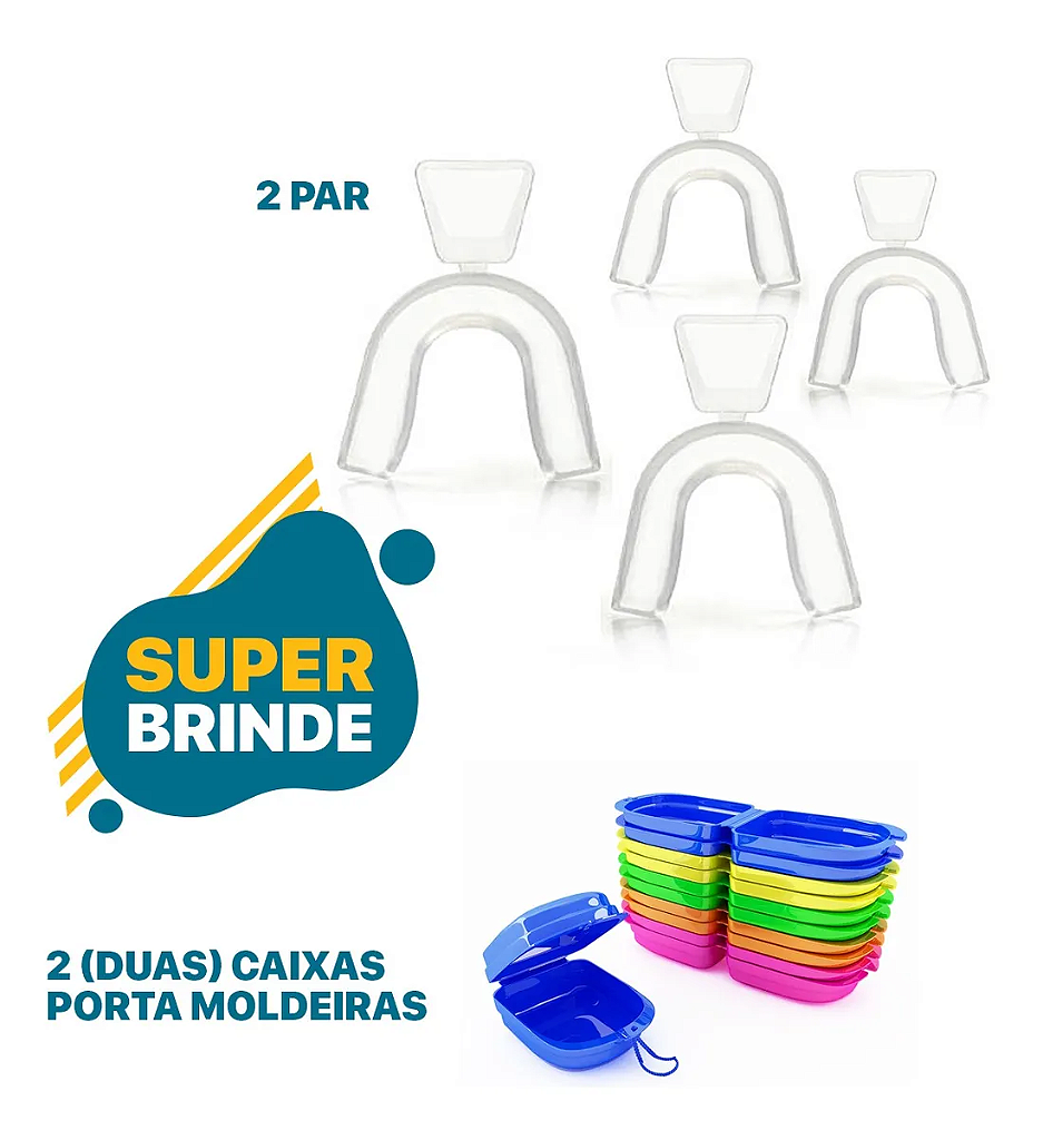 2 Par Moldeira Para Clareamento Dental + Porta Moldeira