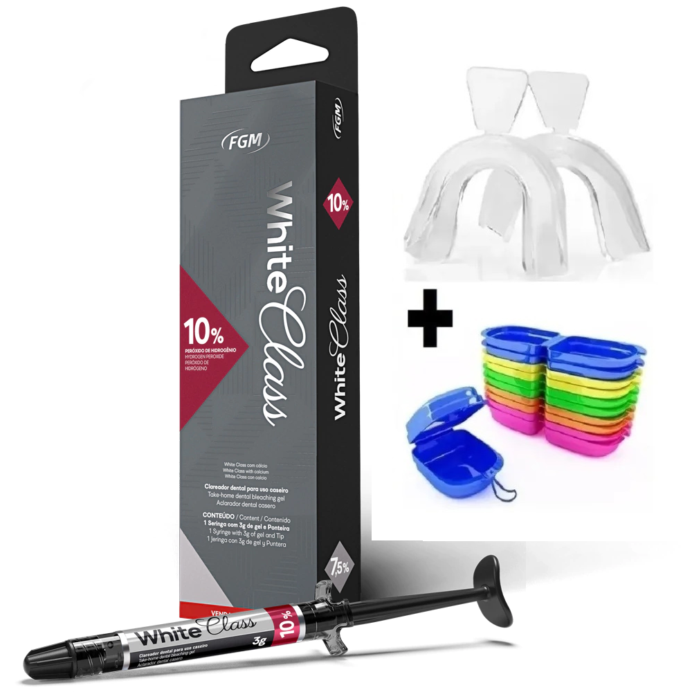 Clareador White Class 10% + 1 Par de Moldeira