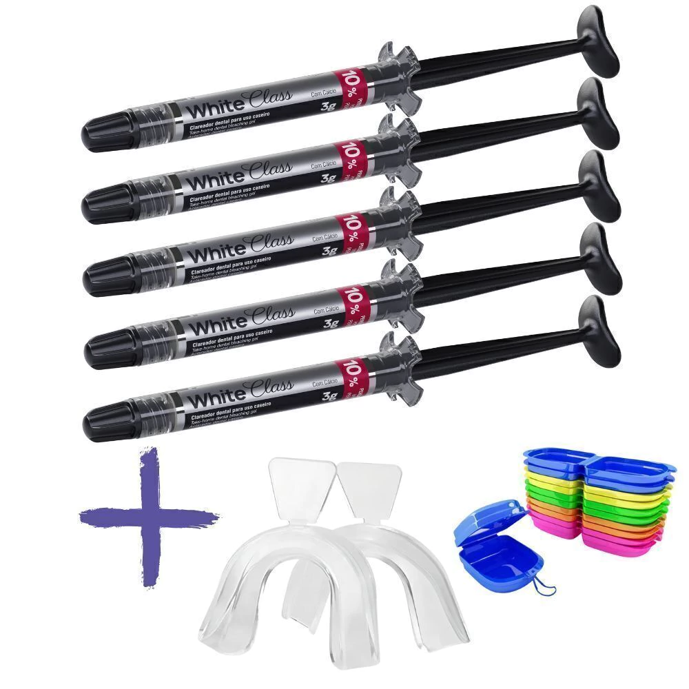 4 Clareador White Class 10% + 1 Par de Moldeira
