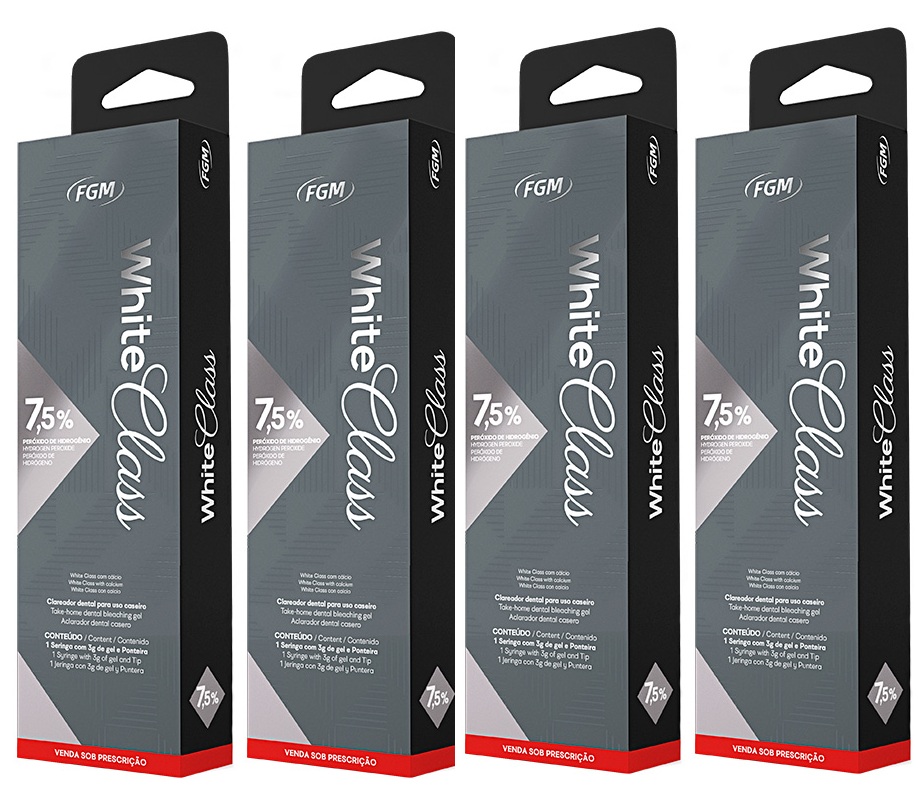 4 Clareador White Class 7,5% + 2 Pares de Moldeira