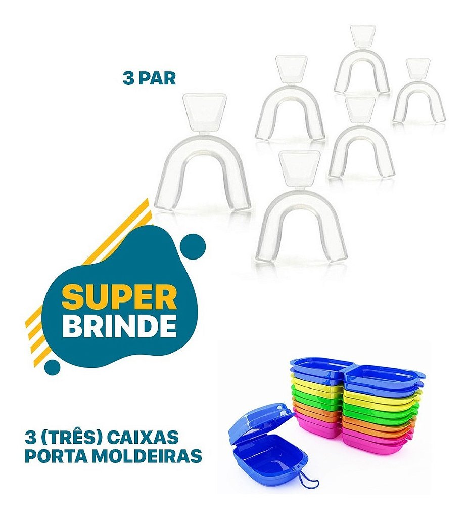 Moldeira Para Clareamento - 3 Par + Porta Moldeira