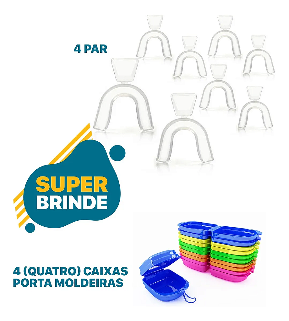 4 Par Moldeira Para Clareamento + Porta Moldeira