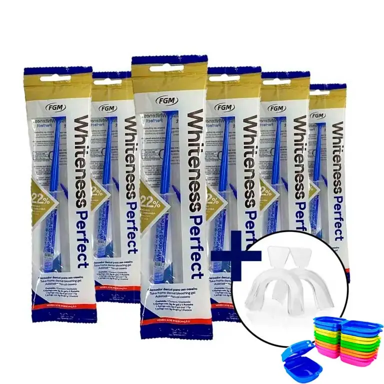 6 Clareador Whiteness Perfect 22% + 1 Par de Moldeira