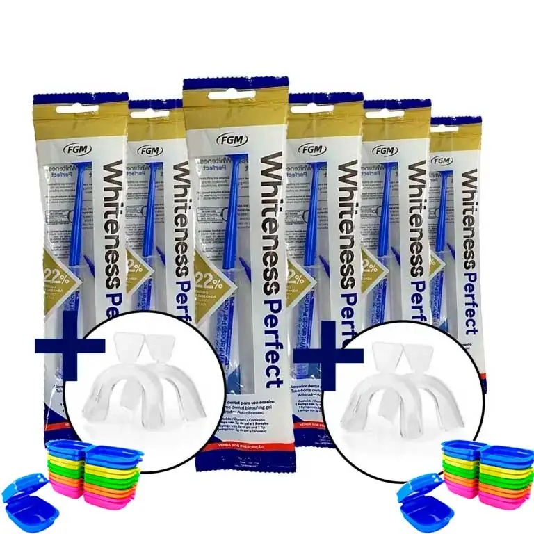 6 Clareador Whiteness Perfect 22% + 2 Pares de Moldeira