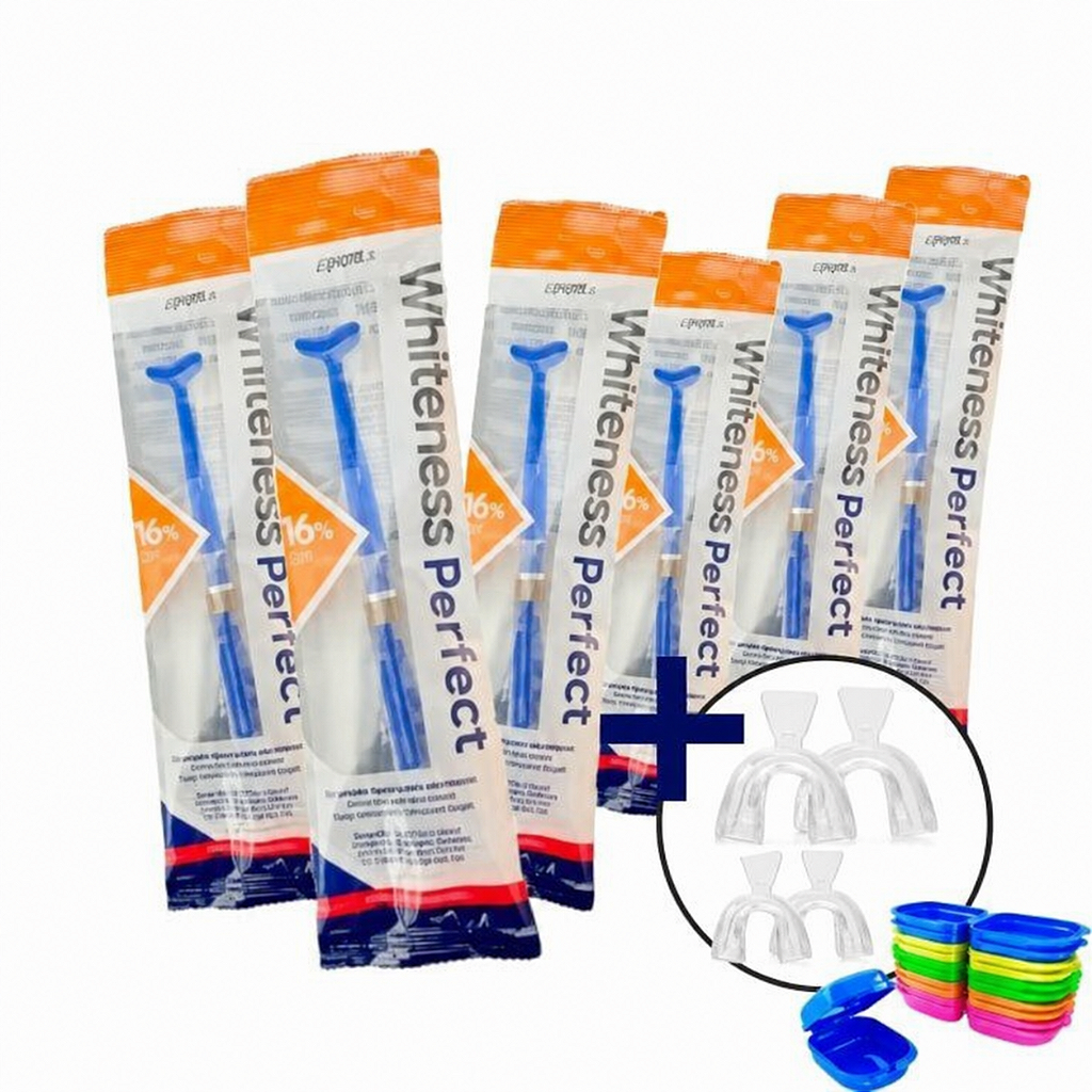 6 Clareador Whiteness Perfect 16% + 2 Pares de Moldeira