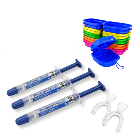 3 Clareador Whiteness Perfect 10% + 1 Par de Moldeira