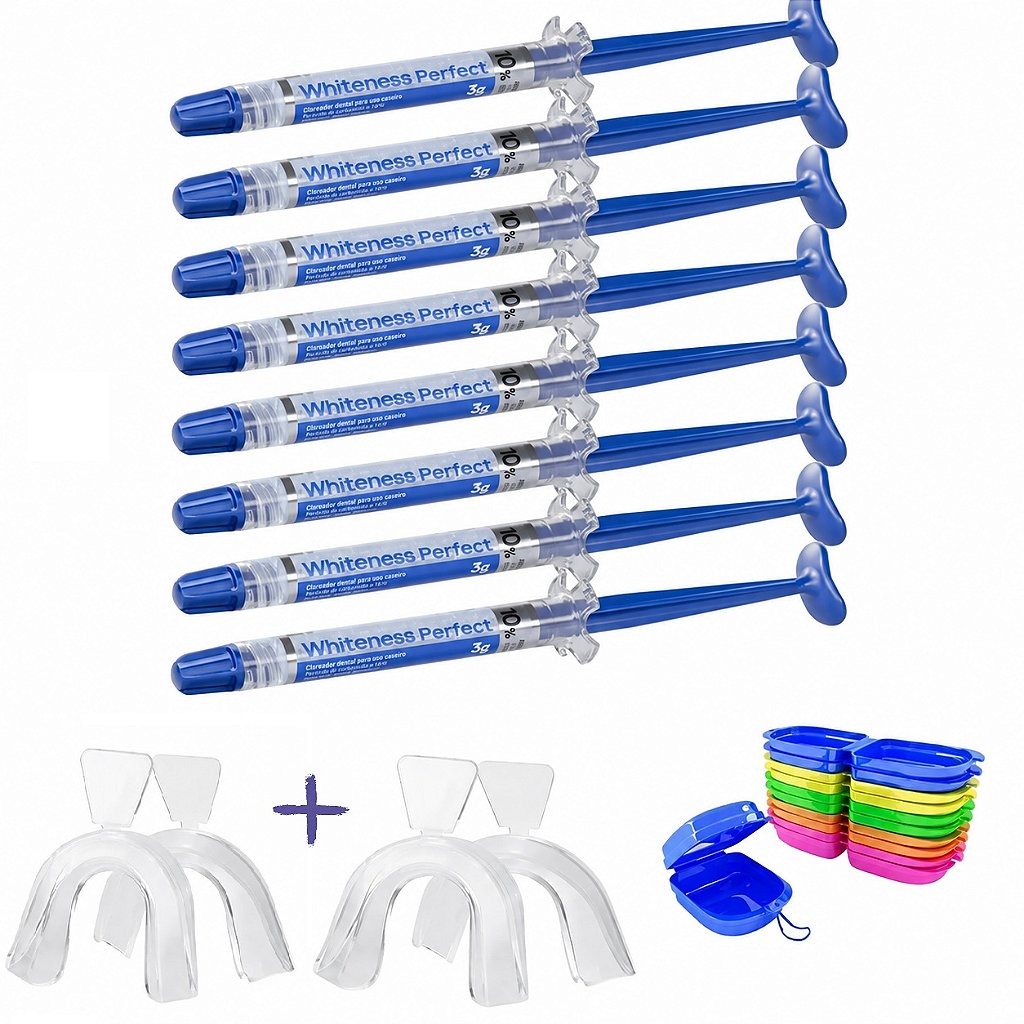 8 Clareador Whiteness Perfect 10% + 2 Pares de Moldeira