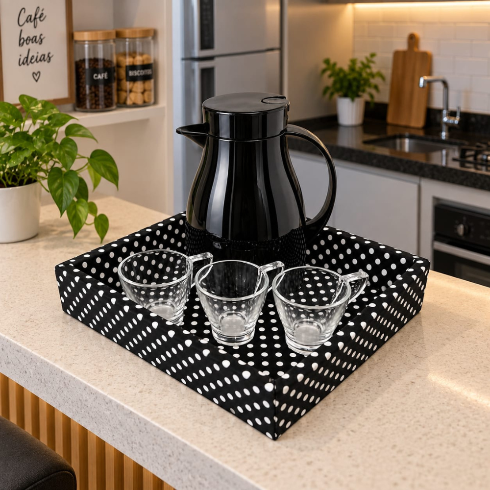 KIT CAFÉ POÁ - COM GARRAFA TÉRMICA E XÍCARAS DE VIDRO | 5 PEÇAS
