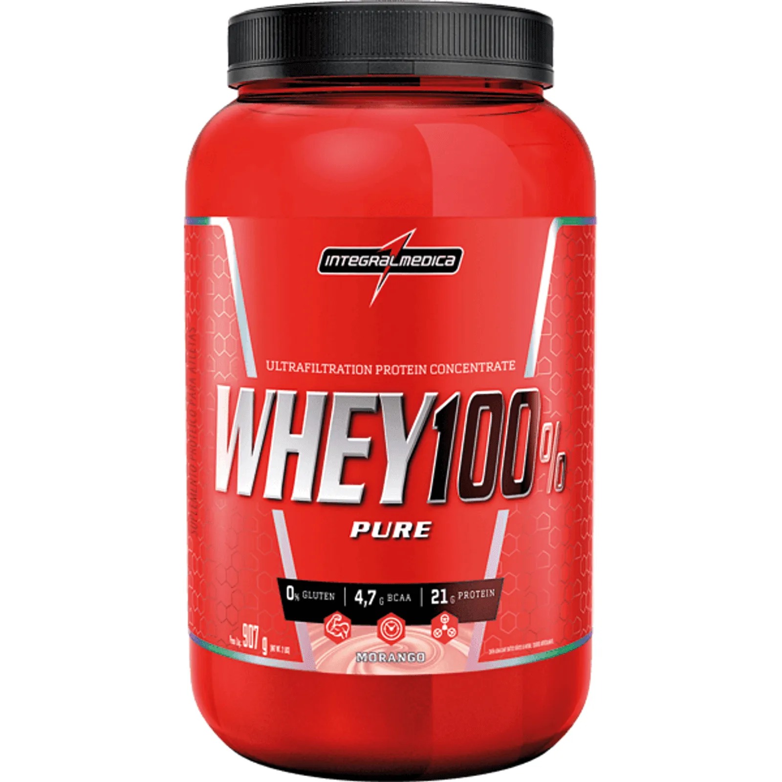 IM WHEY 100% PURE MORANGO 900G POTE