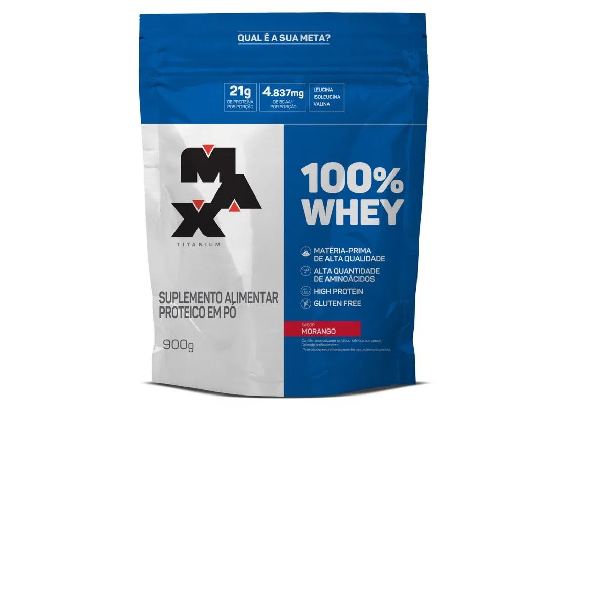 100% WHEY REFIL SABOR MORANGO 900G