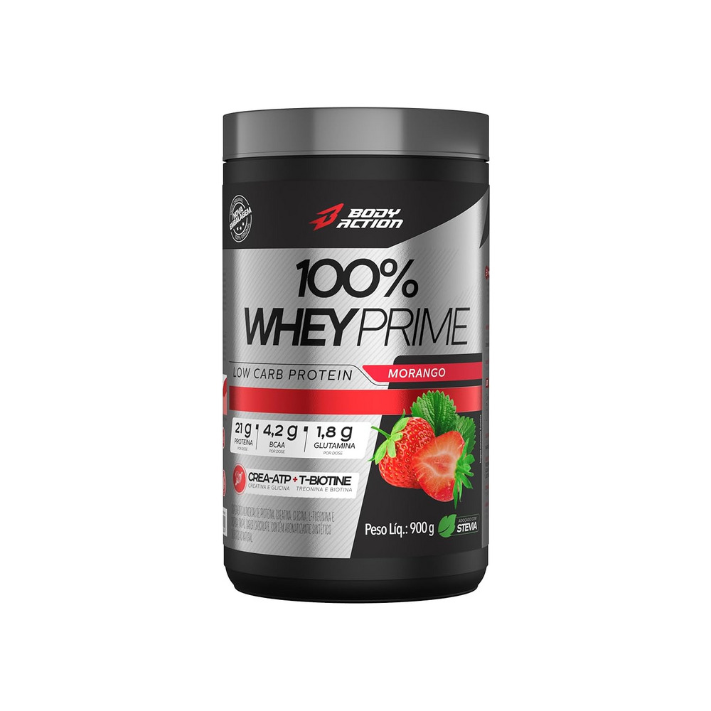 100% WHEY PRIME 900G MORANGO
