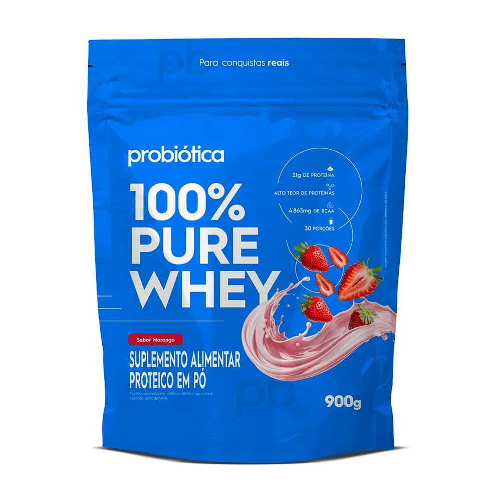 100% PURE WHEY REFIL 900G MORANGO VF