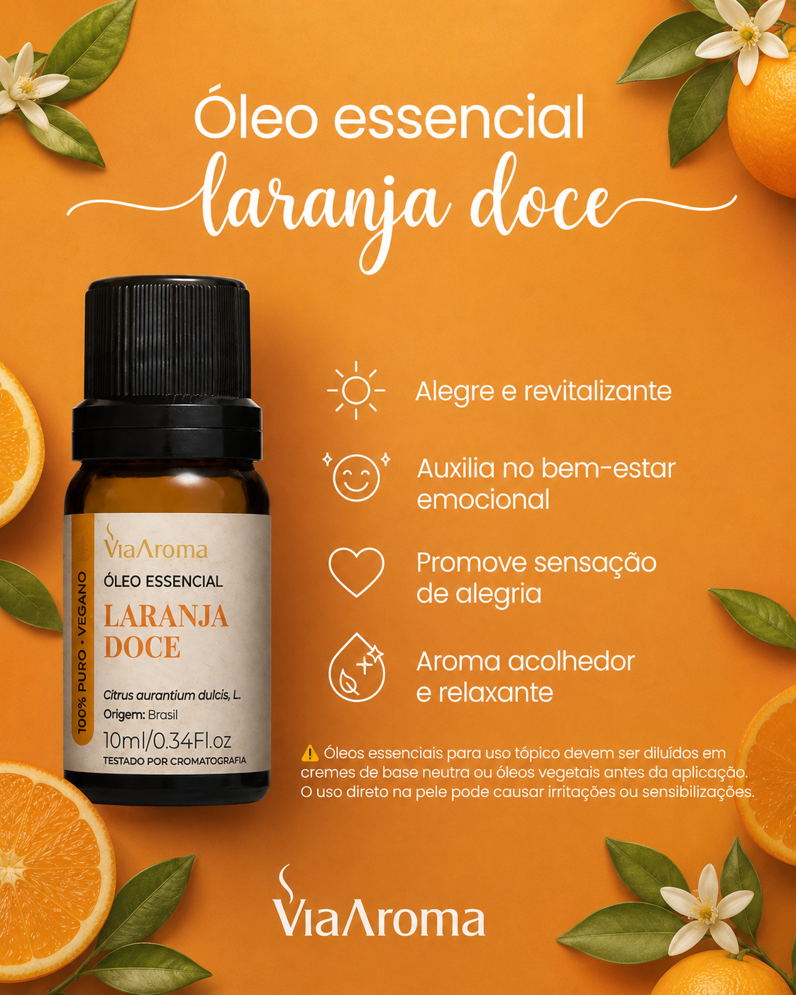 Óleo Essencial Laranja Doce 10ml | Via Aroma